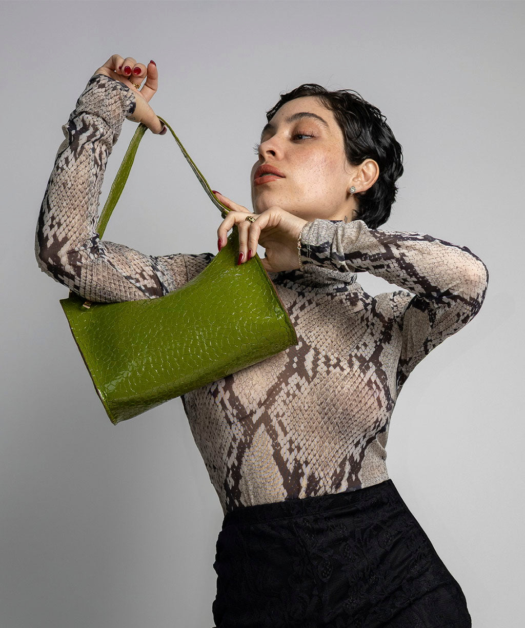 OUTLET BAGUETTE OLIVE CROCO