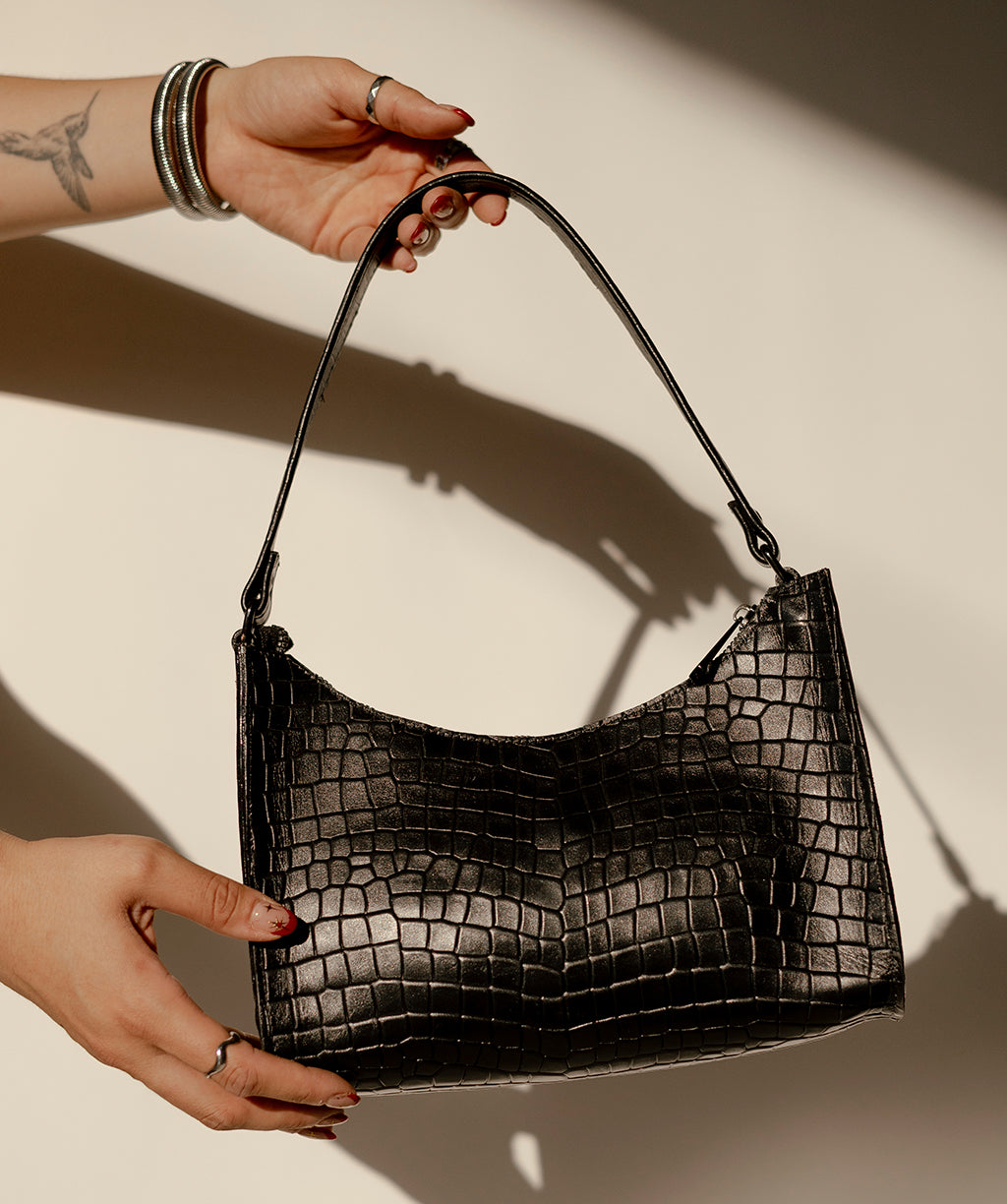 BABY BAGUETTE BLACK CROCO
