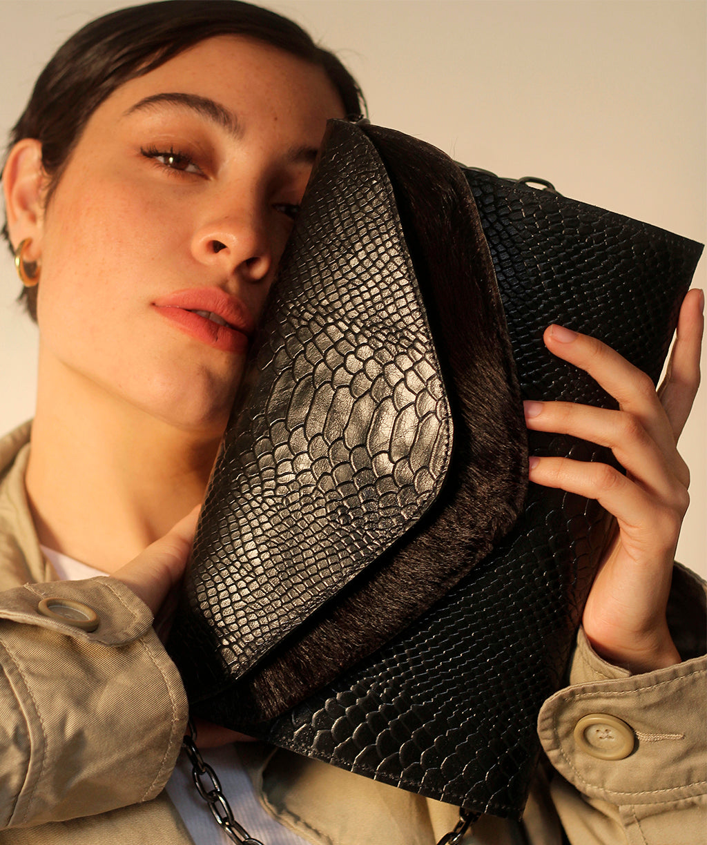 Maria Clutch Bag / Black Snake PRE-ORDER