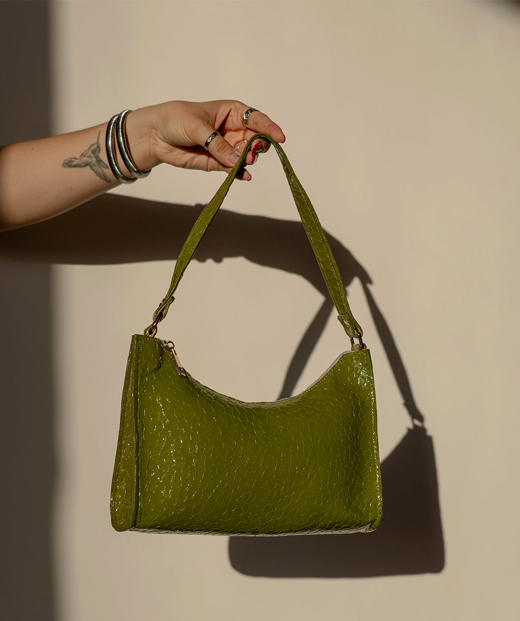 BABY BAGUETTE OLIVE CROCO