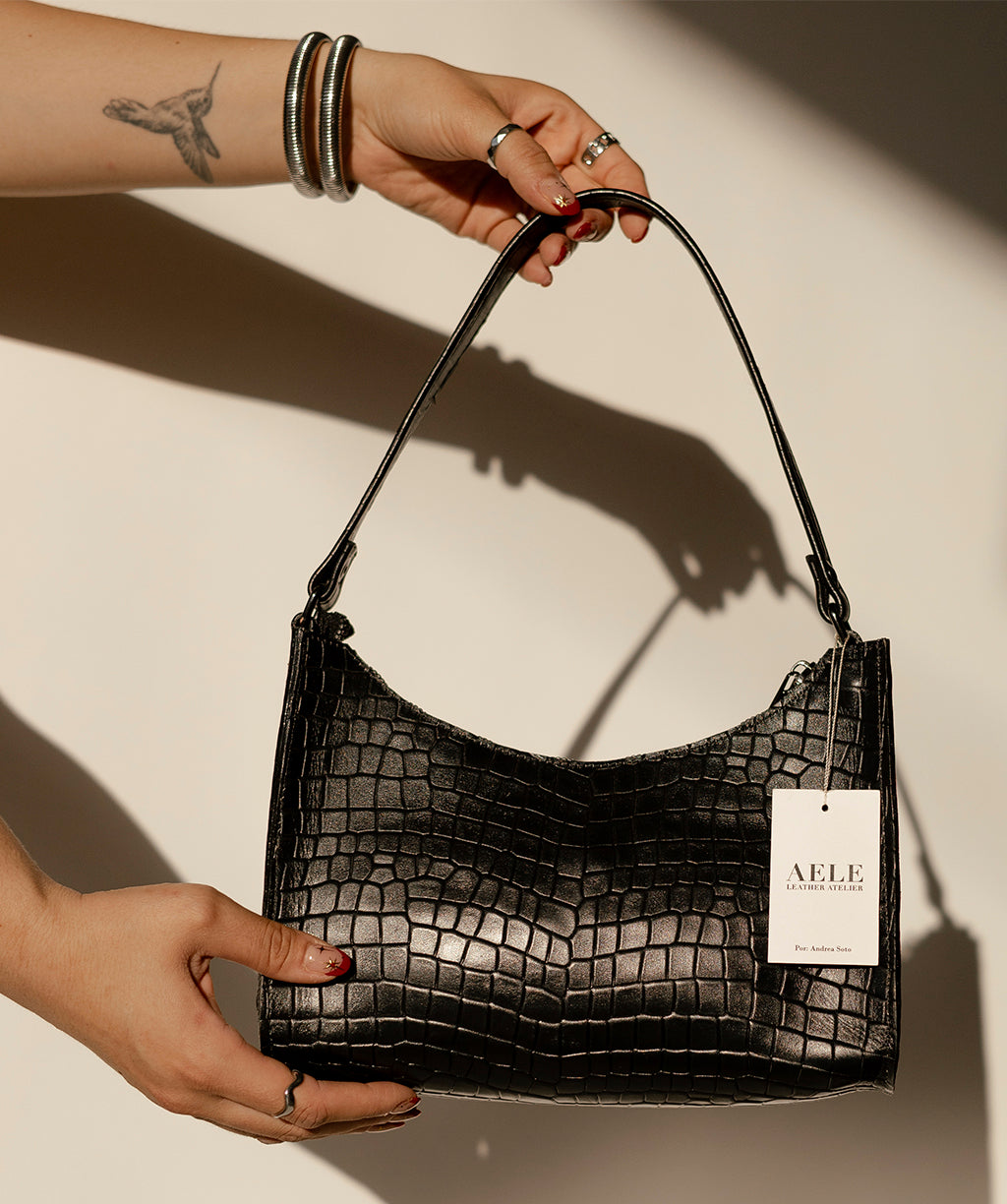 BABY BAGUETTE BLACK CROCO