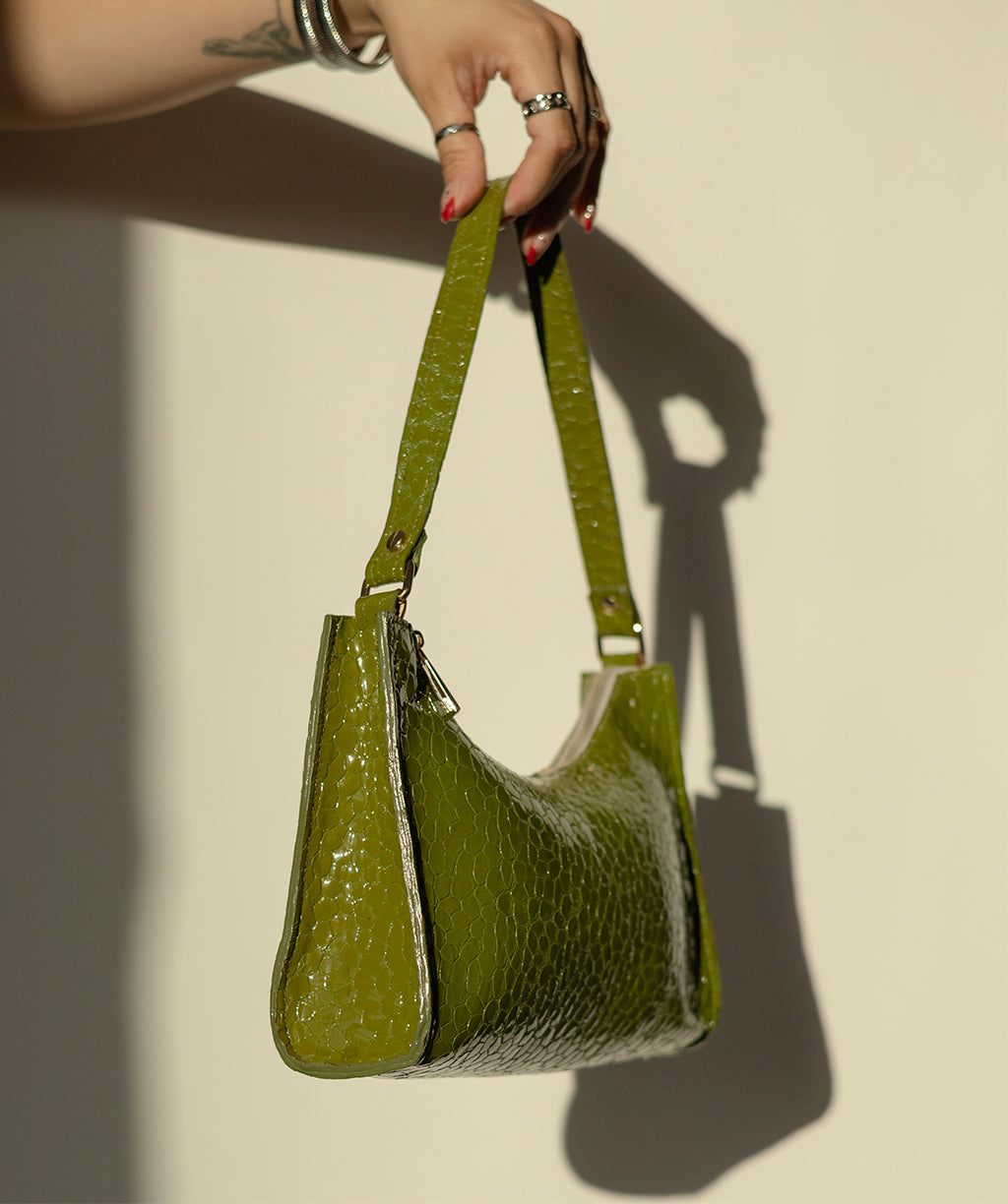 BABY BAGUETTE OLIVE CROCO