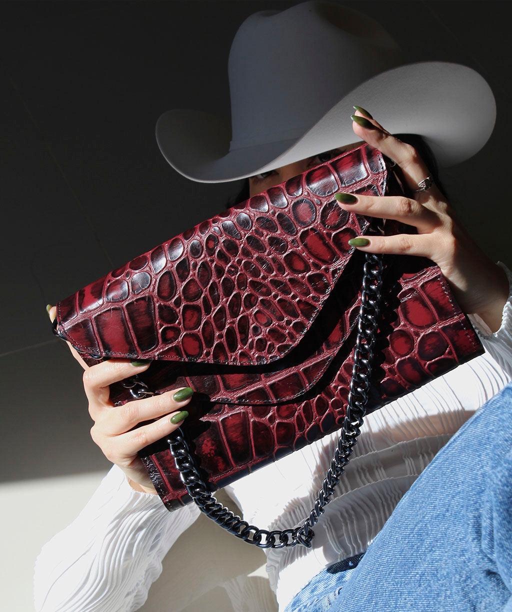 MARIA BURGUNDY CROCO