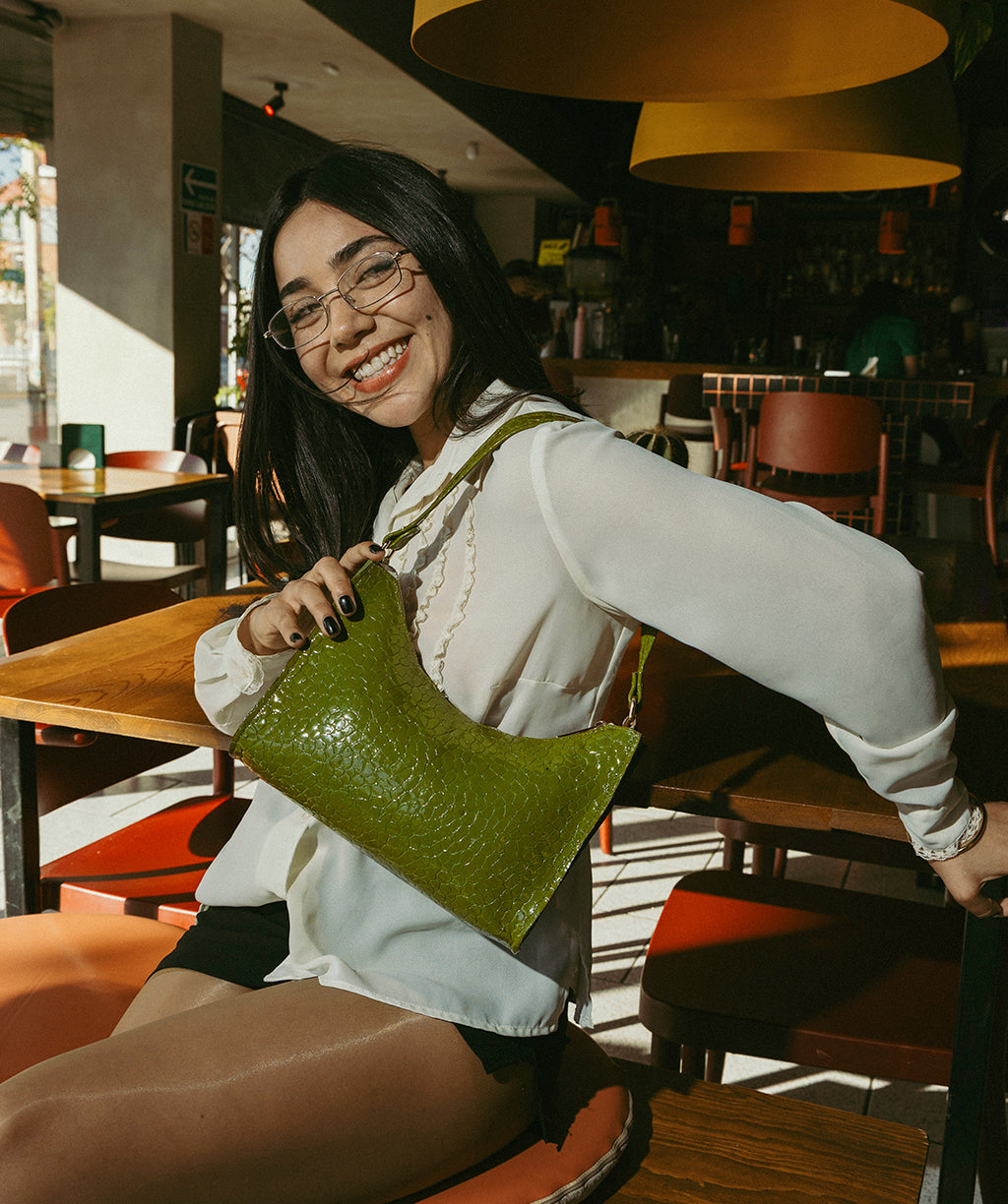 OUTLET BAGUETTE OLIVE CROCO