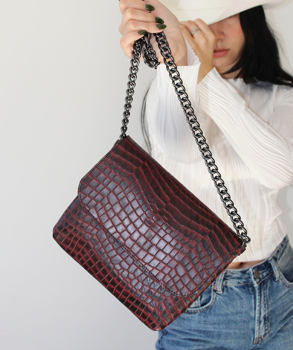 OFELIA BURGUNDY CROCO PRE-ORDER