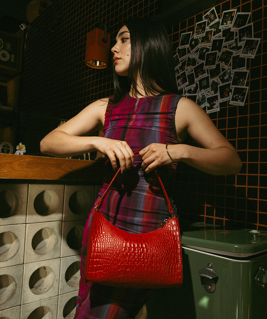 BAGUETTE RED CROCO